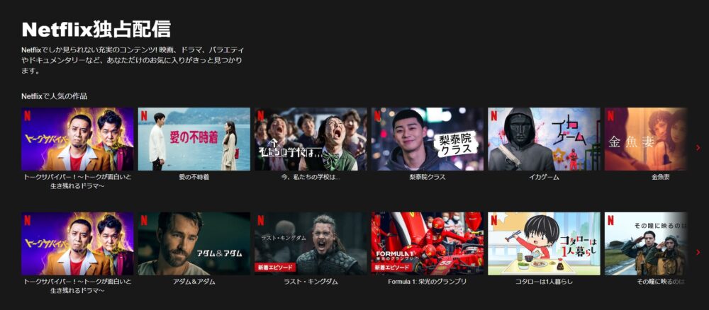 Netflixのみでみれるもの