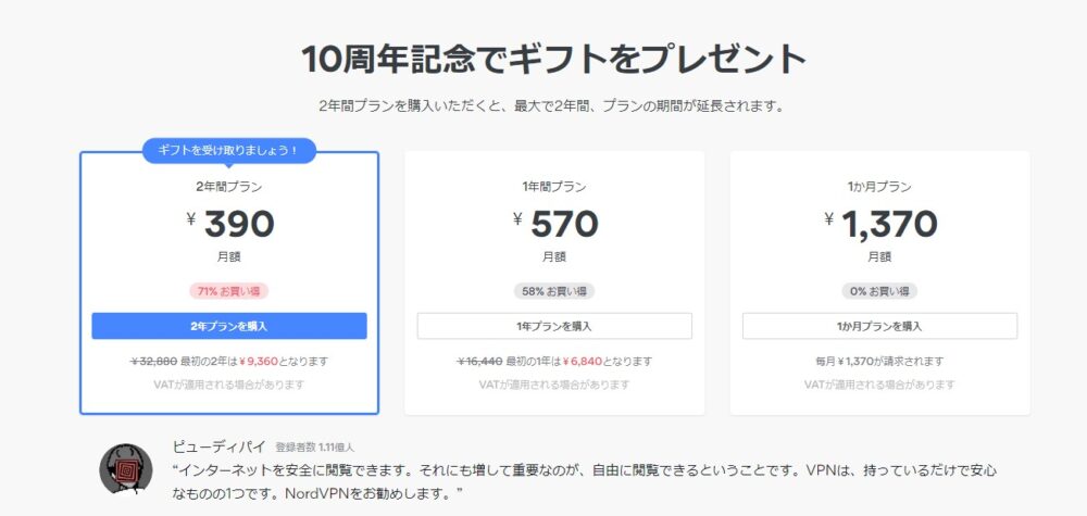 NordVPN 価格